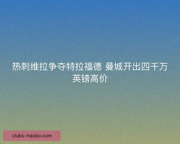 热刺维拉争夺特拉福德 曼城开出四千万英镑高价 热刺维拉争夺特拉福德 曼城开出四千万英镑高价