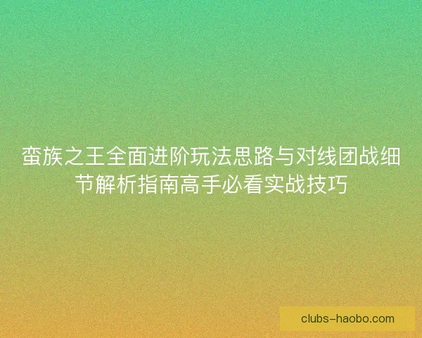 蛮族之王全面进阶玩法思路与对线团战细节解析指南高手必看实战技巧