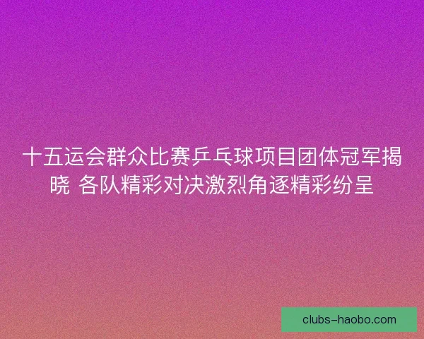 十五运会群众比赛乒乓球项目团体冠军揭晓 各队精彩对决激烈角逐精彩纷呈 十五运会群众比赛乒乓球项目团体冠军揭晓 各队精彩对决激烈角逐精彩纷呈
